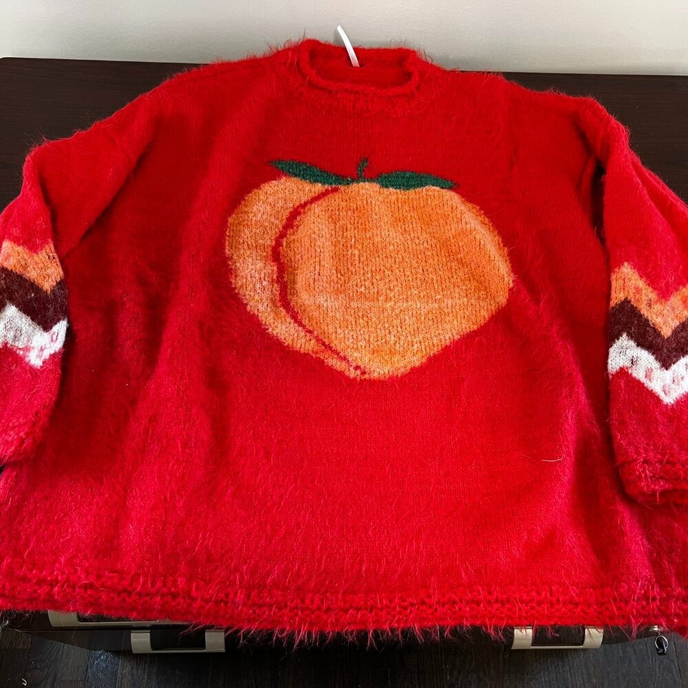 Free People Red Sweater with Peach Design